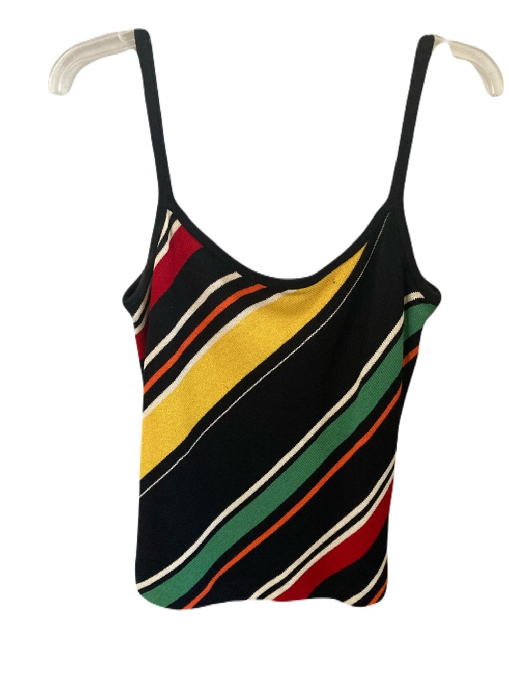 Striped Knit Tank Top in Black, Yellow, Green, Red - Women
